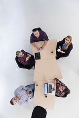 Image showing aerial view of business people group on meeting