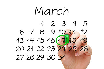 Image showing March 17 Saint Patricks Day Calendar Concept