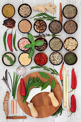 Image showing Fresh and Dried Herbs and Spices