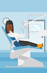 Image showing Frightened patient in dental chair.