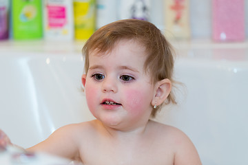 Image showing little girl taking spa bath