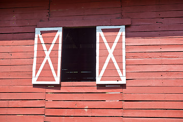 Image showing red barn window