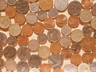 Image showing  Pound coins vintage