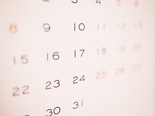 Image showing  Calendar page vintage
