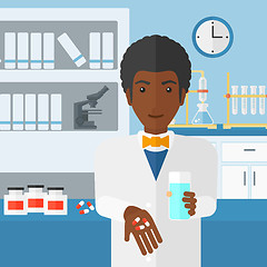 Image showing Pharmacist giving pills.