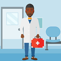 Image showing Doctor with first aid box.