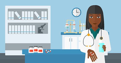 Image showing Pharmacist giving pills.