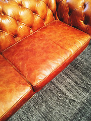 Image showing Luxurious leather sofa on gray carpet