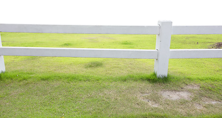 Image showing white fence and grass