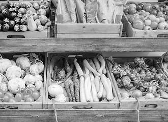 Image showing Black and white Vegetables store