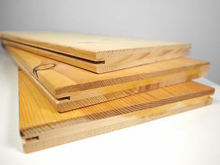 Image showing Wood planks on table