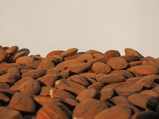 Image showing Almonds dried fruit with copy space