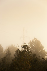 Image showing power line,  sunrise  