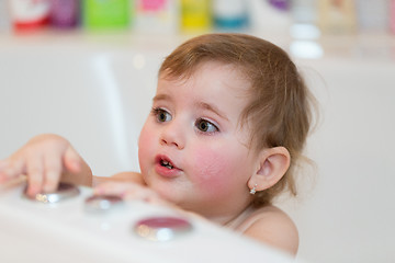 Image showing little girl taking spa bath