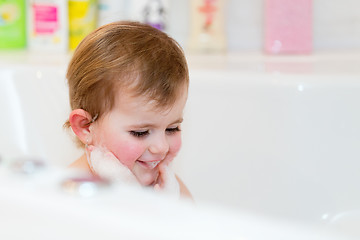 Image showing little girl taking spa bath
