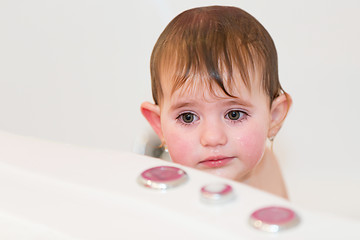 Image showing little girl taking spa bath