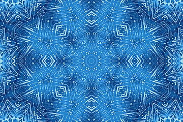 Image showing Blue glass background with abstract foam pattern