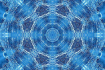 Image showing Blue glass background with abstract foam pattern