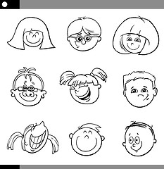 Image showing children faces characters set