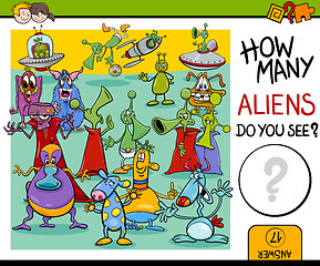 Image showing counting aliens task for kids