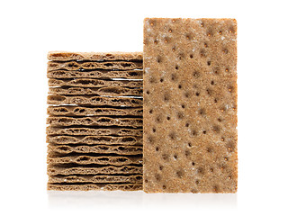 Image showing Stack of crackers (breakfast) isolated