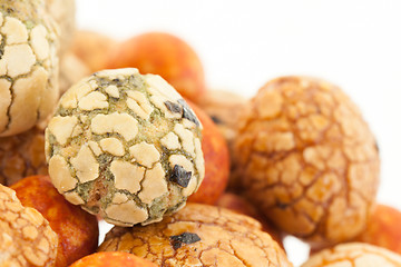 Image showing Japanese sweets beans (nuts) with colored sugar coat,