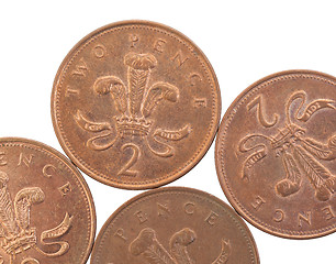 Image showing Two Pence coins isolated 
