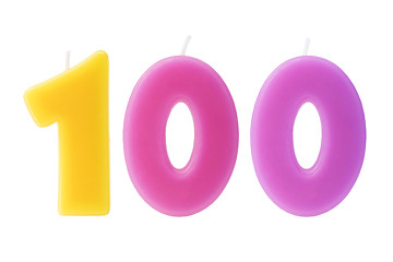 Image showing 100th birthday candles isolated 