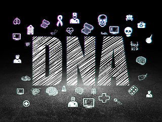 Image showing Medicine concept: DNA in grunge dark room