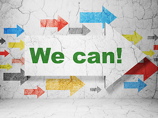 Image showing Finance concept: arrow with We Can! on grunge wall background