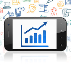 Image showing News concept: Smartphone with Growth Graph on display