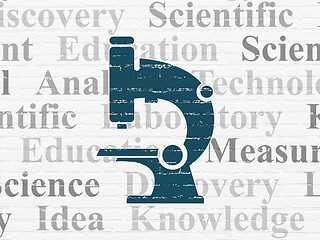 Image showing Science concept: Microscope on wall background