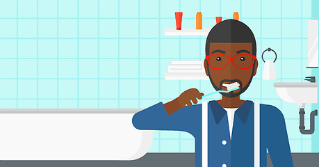 Image showing Man brushing teeth.