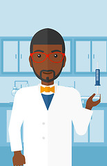 Image showing Doctor with syringe in laboratory.