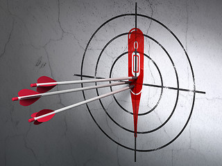 Image showing Healthcare concept: arrows in Thermometer target on wall background