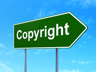 Image showing Law concept: Copyright on road sign background