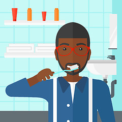 Image showing Man brushing teeth.