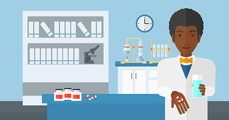 Image showing Pharmacist giving pills.