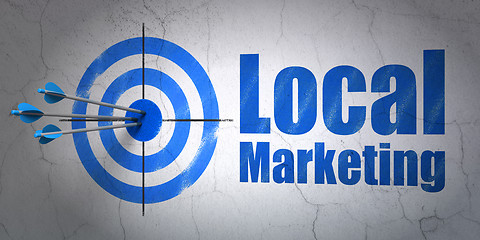 Image showing Advertising concept: target and Local Marketing on wall background