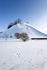 Image showing snow covered hill  