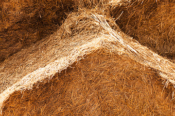 Image showing haystacks piled straw  
