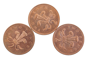 Image showing Two Pence coins isolated 