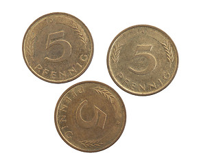 Image showing Five Pfennig coins Germany, isolated