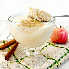 Image showing Jelly airy apple in glass bowl on light board