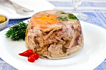 Image showing Jellied with pepper and dill on tablecloth