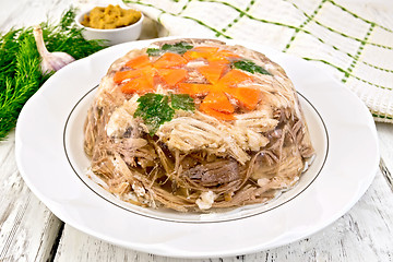 Image showing Jellied in big plate with parsley on light board