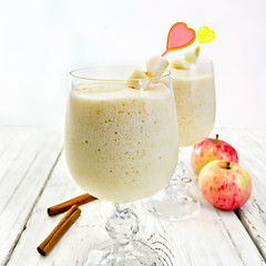 Image showing Jelly airy apple in wineglass on table