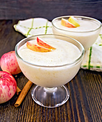 Image showing Jelly airy apple in glass bowl on dark board