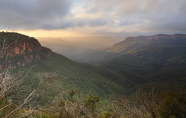Image showing Misty Sunrise Mount Solitary Blue Mountains