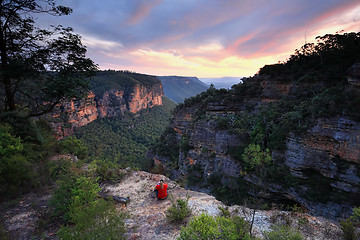 Image showing Sitting on the edge of wilderness Blue Mountains Australia